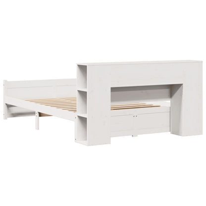 Bookcase Bed without Mattress White 160x200cm Solid Wood Pine