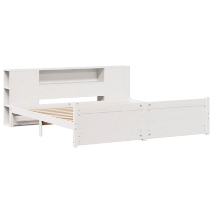 Bookcase Bed without Mattress White 180x200cm Super King Solid Wood Pine