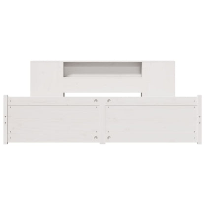 Bookcase Bed without Mattress White 180x200cm Super King Solid Wood Pine