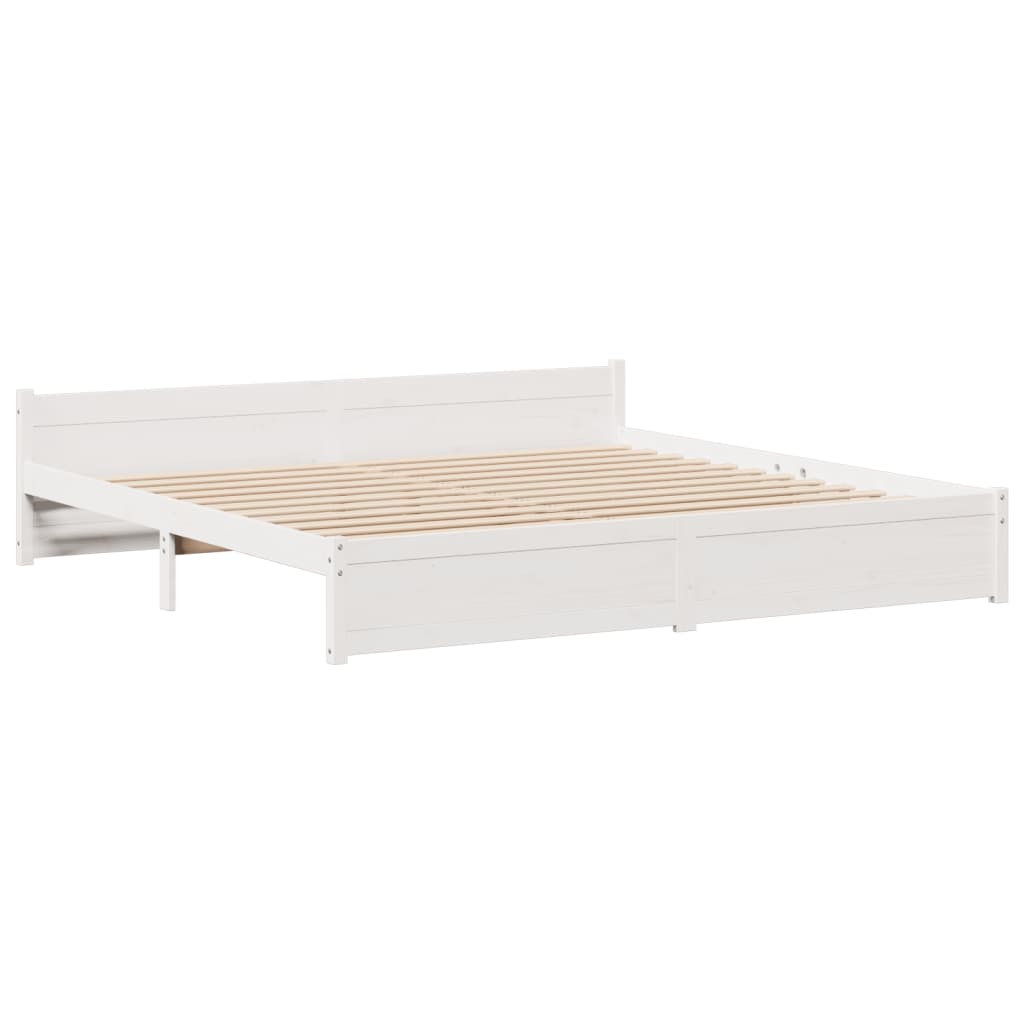 Bookcase Bed without Mattress White 180x200cm Super King Solid Wood Pine