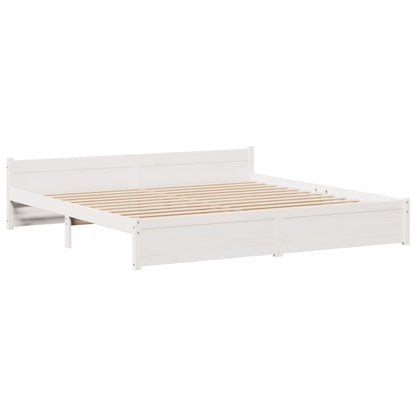 Bookcase Bed without Mattress White 180x200cm Super King Solid Wood Pine