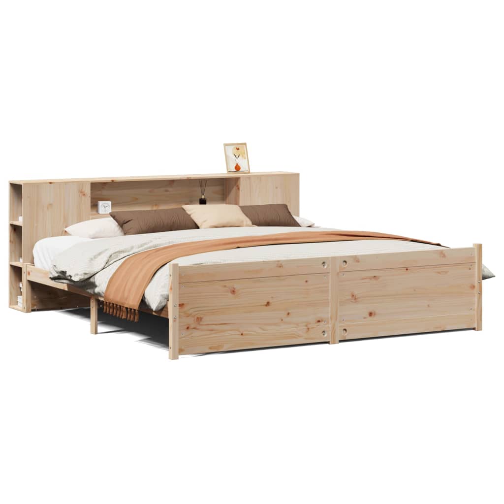 Bookcase Bed without Mattress 200x200cm Solid Wood Pine
