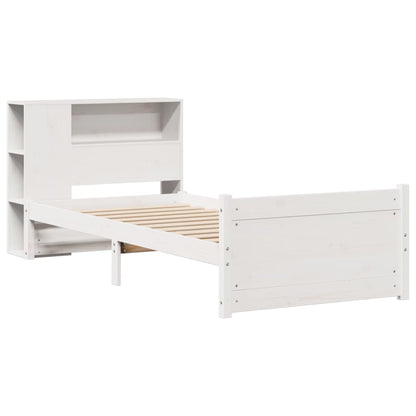 Bookcase Bed without Mattress White 100x200cm Solid Wood Pine