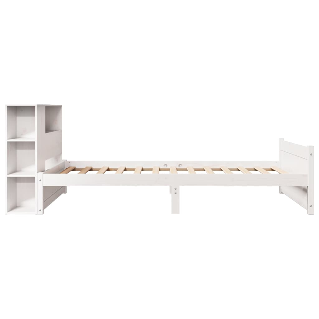 Bookcase Bed without Mattress White 100x200cm Solid Wood Pine