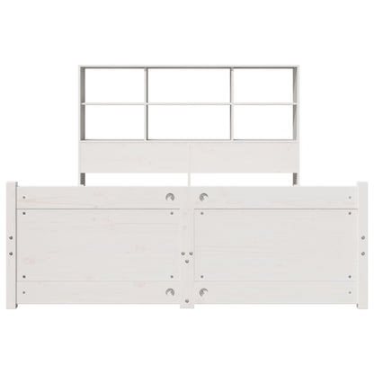 Bookcase Bed without Mattress White 140x190cm Solid Wood Pine