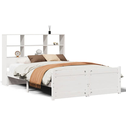 Bookcase Bed without Mattress White 120x200cm Solid Wood Pine