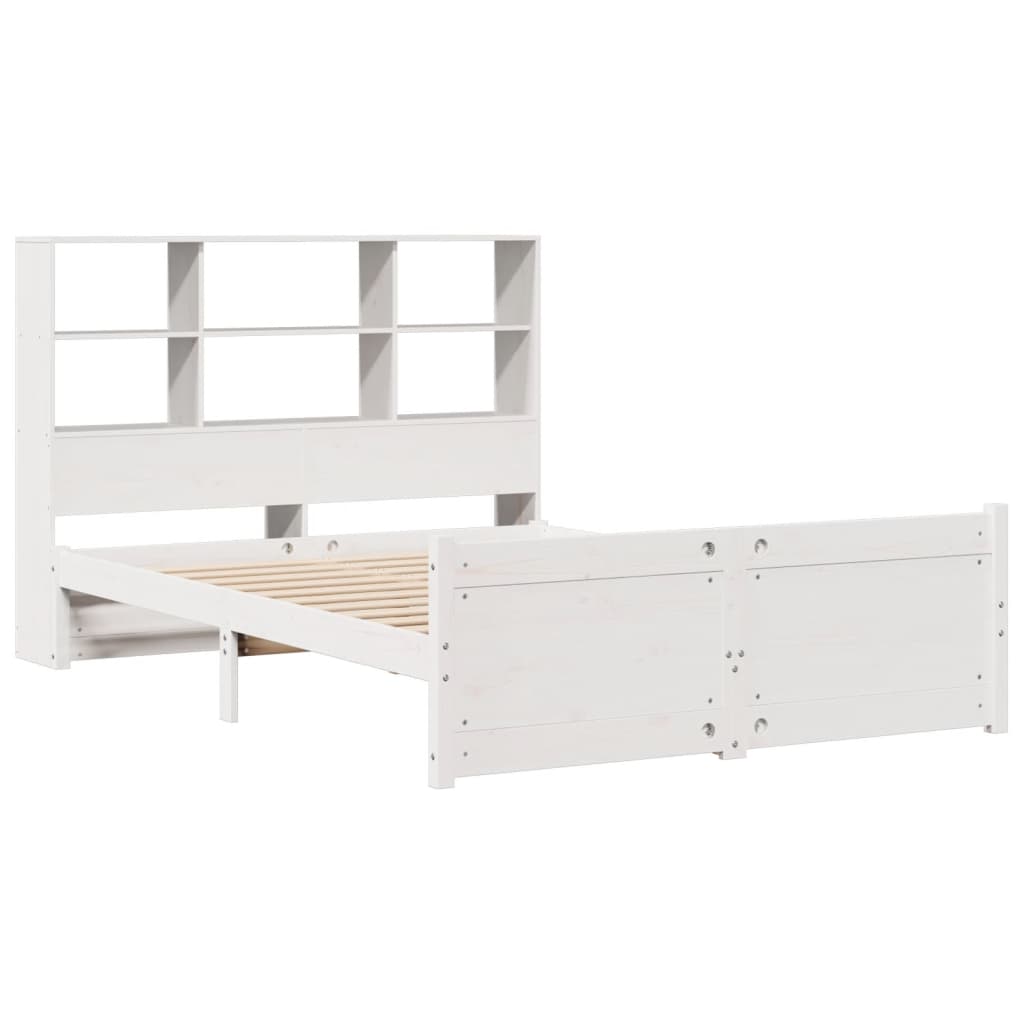 Bookcase Bed without Mattress White 140x200cm Solid Wood Pine