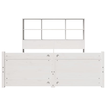 Bookcase Bed without Mattress White 140x200cm Solid Wood Pine