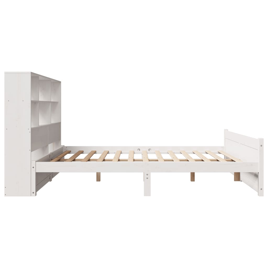 Bookcase Bed without Mattress White 140x200cm Solid Wood Pine