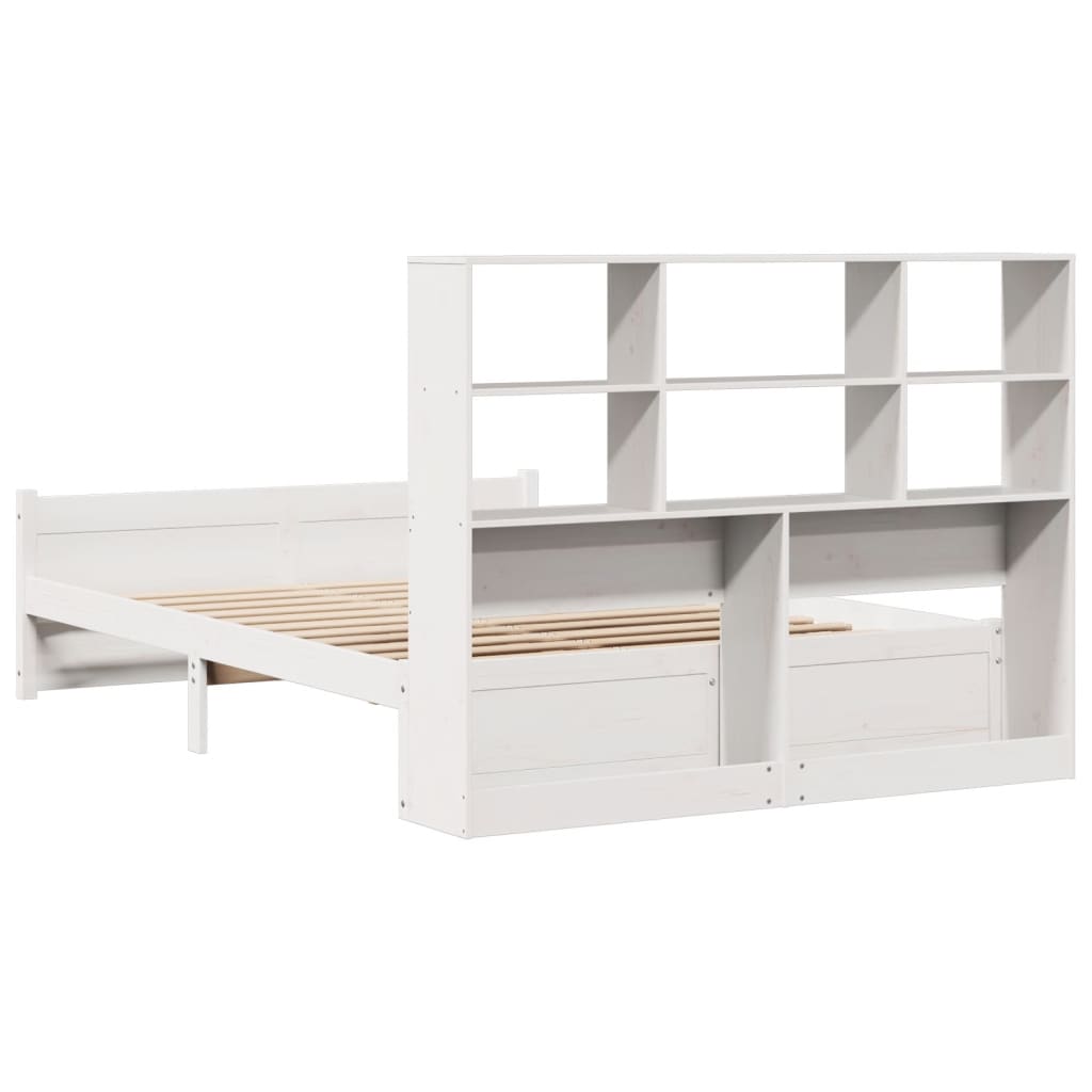 Bookcase Bed without Mattress White 140x200cm Solid Wood Pine