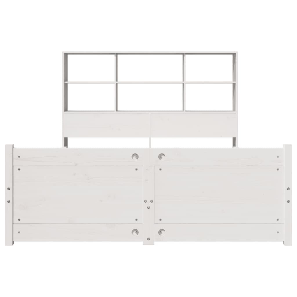 Bookcase Bed without Mattress White 160x200cm Solid Wood Pine
