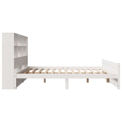 Bookcase Bed without Mattress White 160x200cm Solid Wood Pine