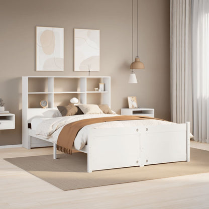 Bookcase Bed without Mattress White 160x200cm Solid Wood Pine