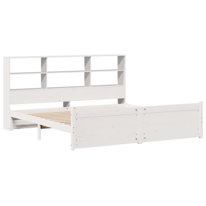 Bookcase Bed without Mattress White 180x200 cm Super King Solid Wood Pine