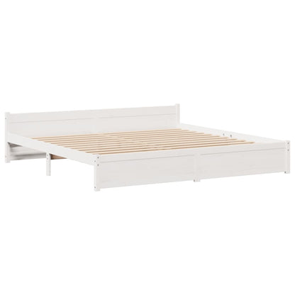 Bookcase Bed without Mattress White 180x200 cm Super King Solid Wood Pine
