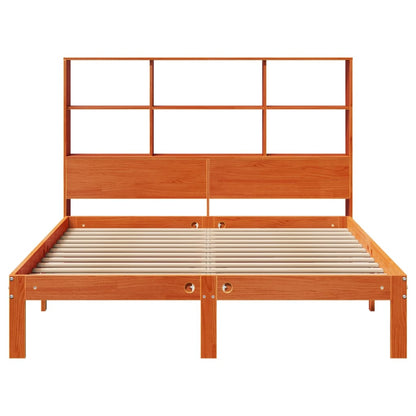 Bookcase Bed without Mattress Wax Brown 120x200cm Solid Wood Pine