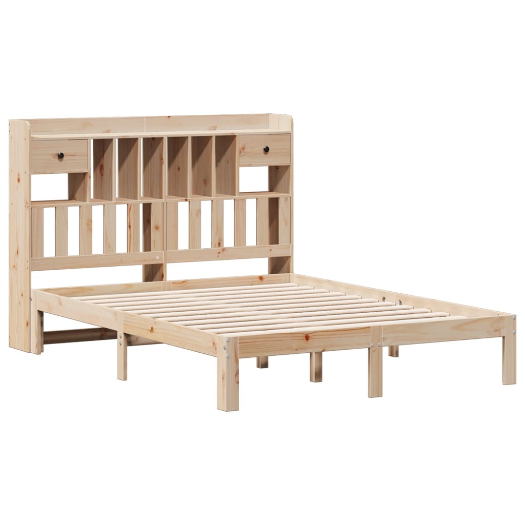 Bookcase Bed without Mattress 135x190cm Solid Wood Pine