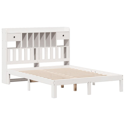 Bookcase Bed without Mattress White 135x190cm Solid Wood Pine