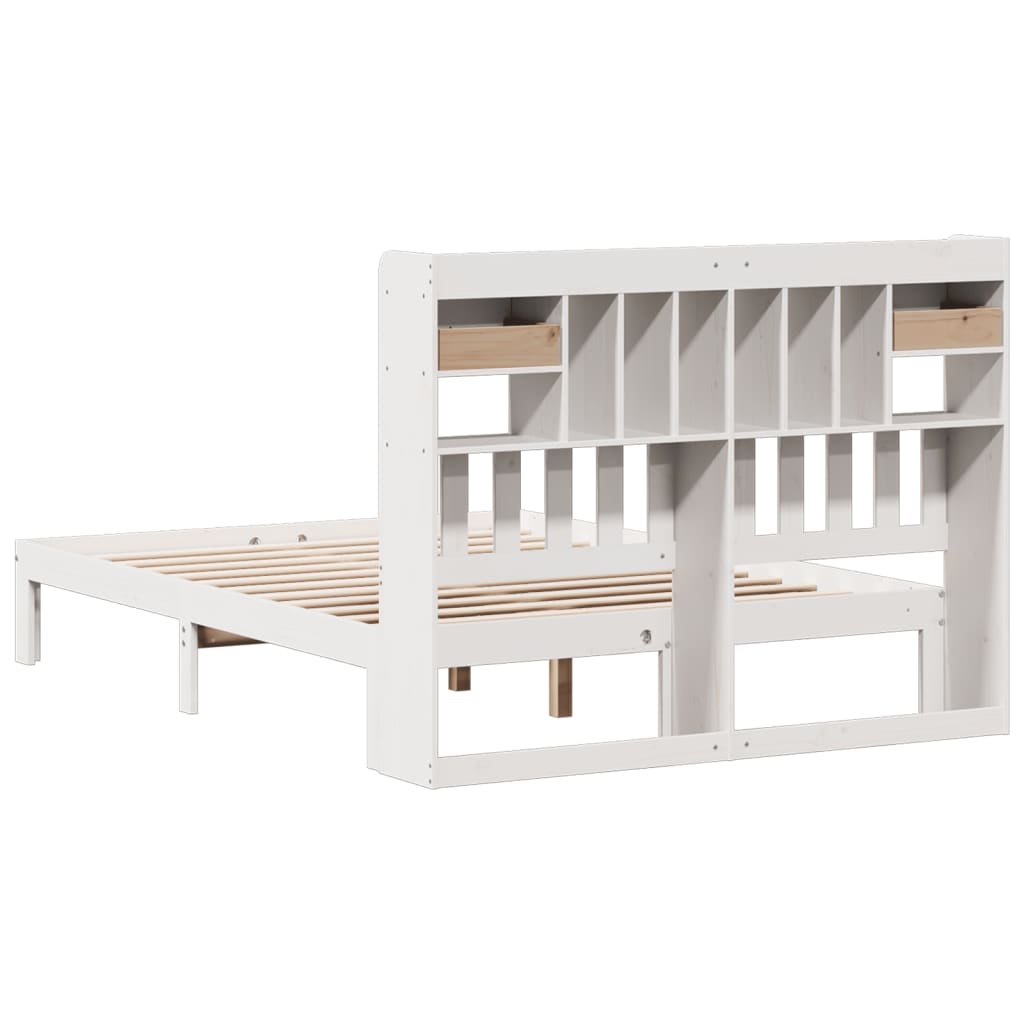 Bookcase Bed without Mattress White 135x190cm Solid Wood Pine
