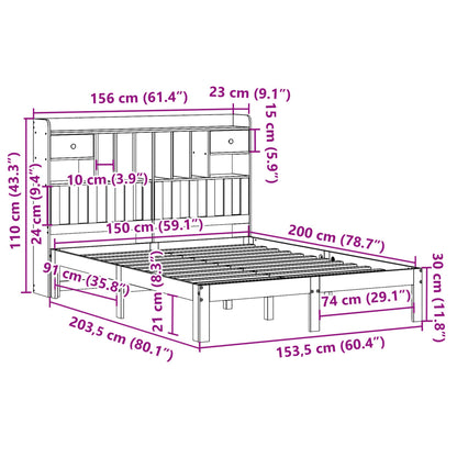 Bookcase Bed without Mattress 150x200cm Solid Wood Pine