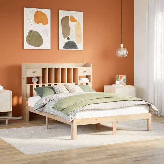 Bookcase Bed without Mattress 150x200cm Solid Wood Pine