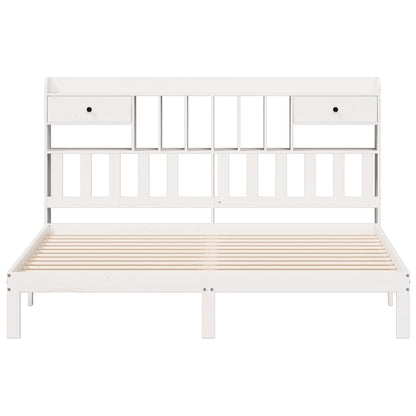 Bookcase Bed without Mattress White 180x200cm Solid Wood Pine