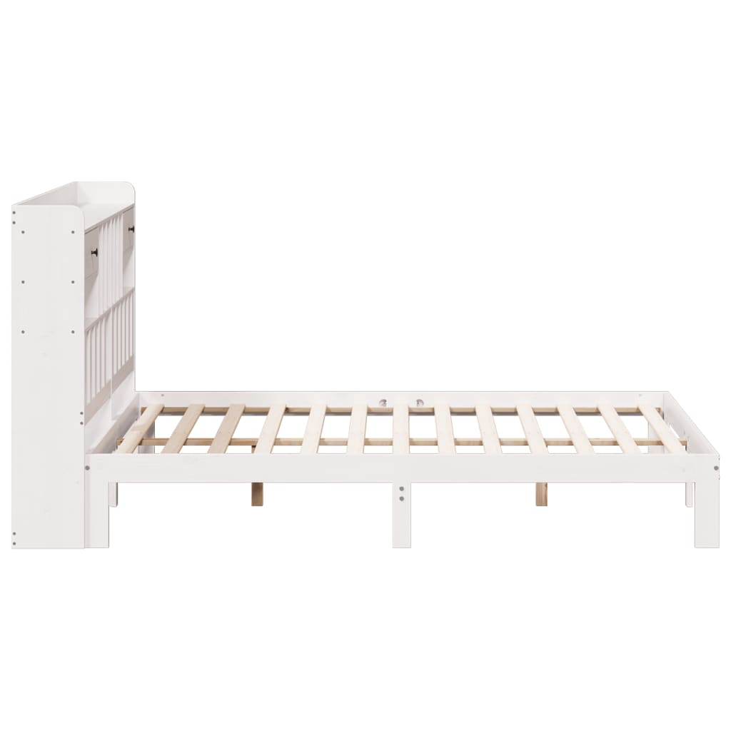 Bookcase Bed without Mattress White 180x200cm Solid Wood Pine
