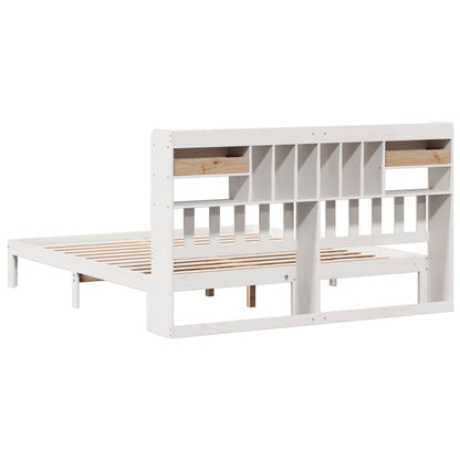 Bookcase Bed without Mattress White 180x200cm Solid Wood Pine
