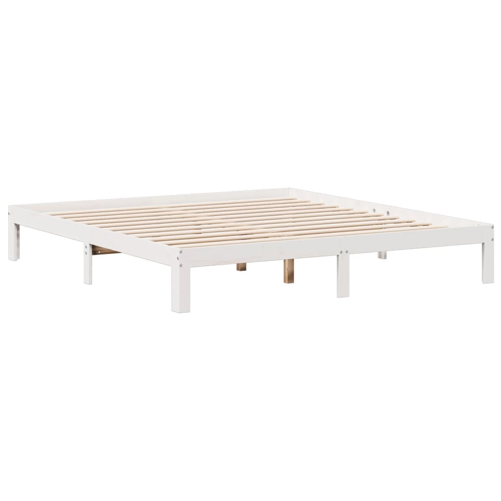 Bookcase Bed without Mattress White 180x200cm Solid Wood Pine