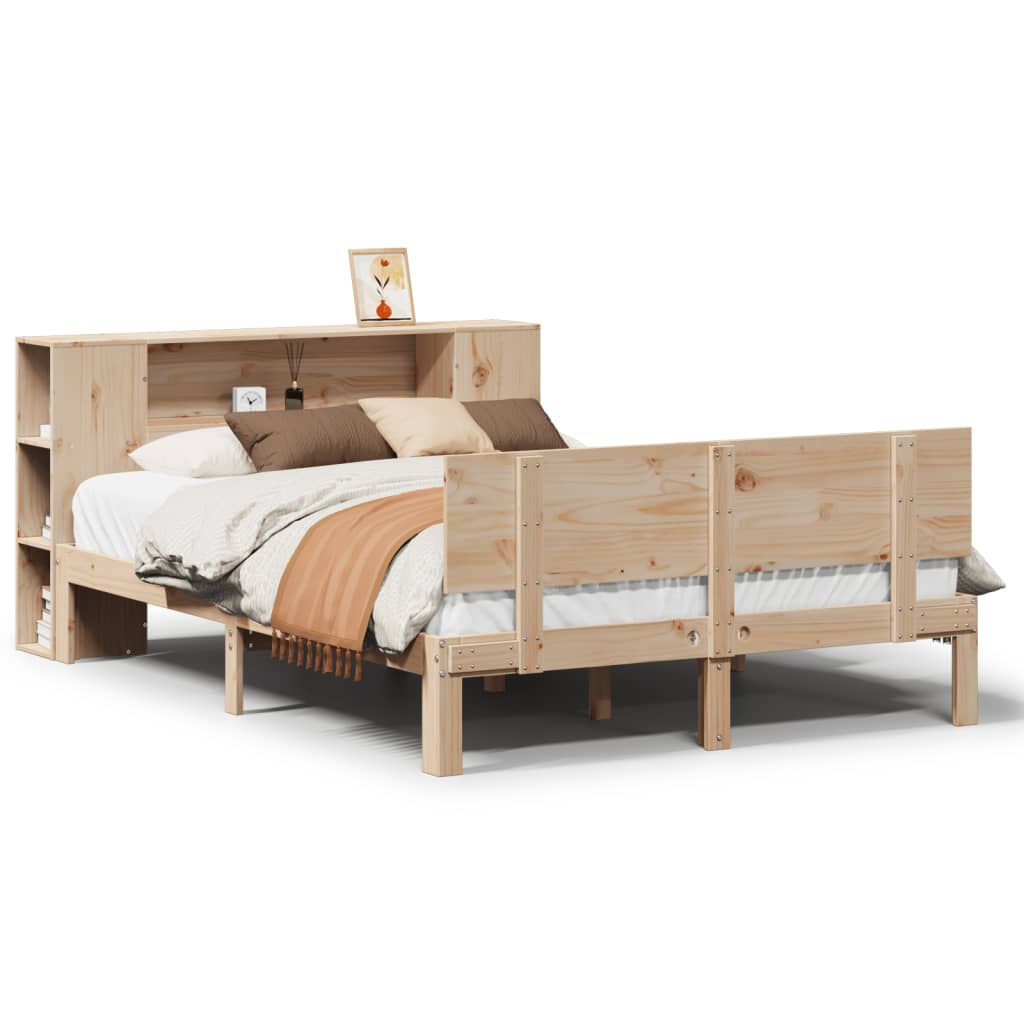 Bookcase Bed without Mattress 120x190 cm Small Double Solid Wood Pine