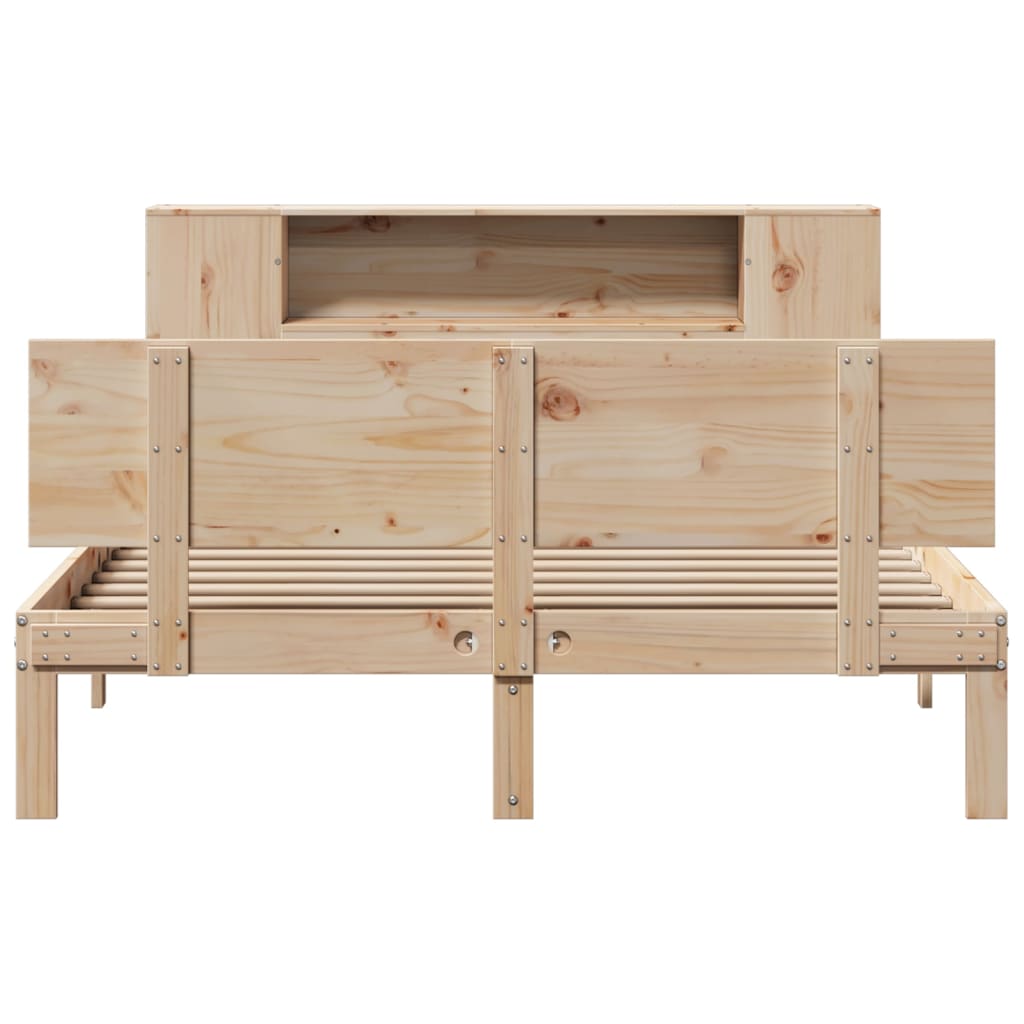 Bookcase Bed without Mattress 120x190 cm Small Double Solid Wood Pine