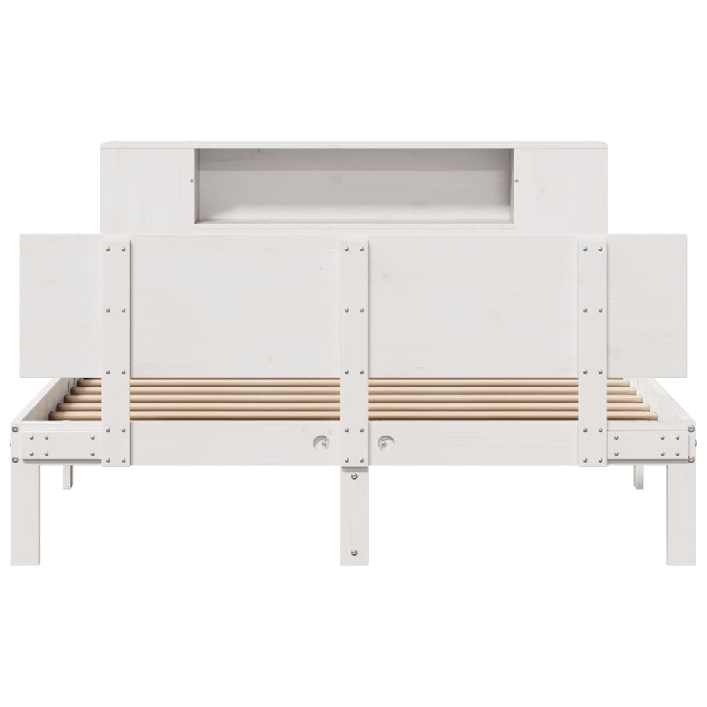 Bookcase Bed without Mattress White 120x190 cm Small Double Solid Wood Pine