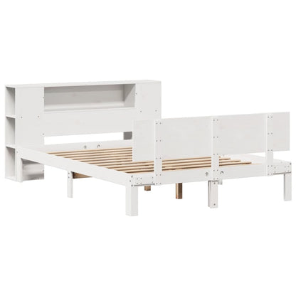 Bookcase Bed without Mattress White 120x200cm Solid Wood Pine