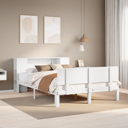Bookcase Bed without Mattress White 120x200cm Solid Wood Pine
