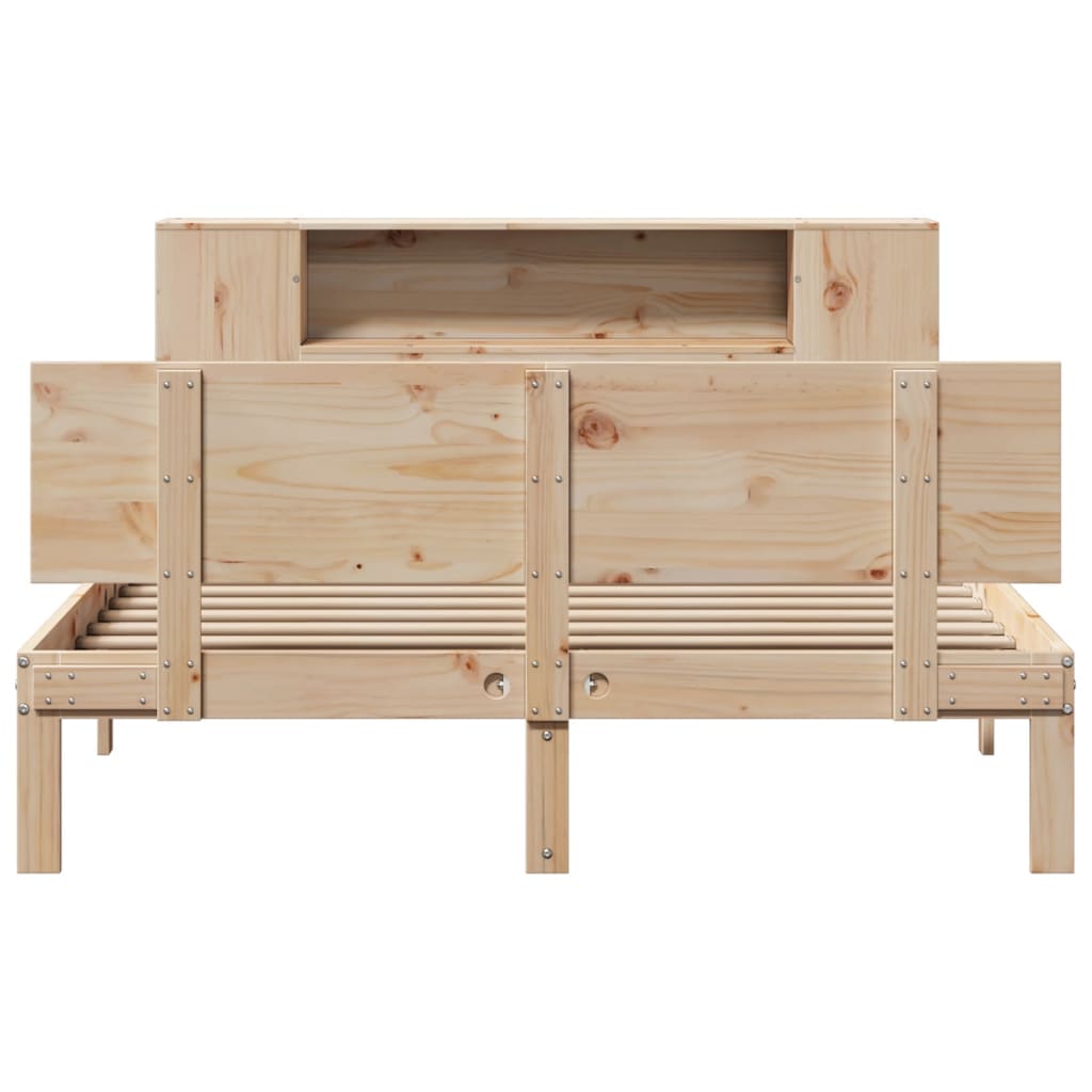 Bookcase Bed without Mattress 150x200 cm King Size Solid Wood Pine