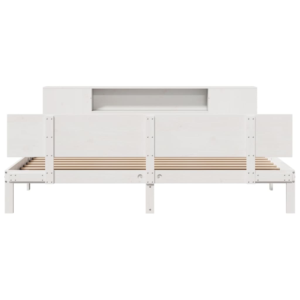 Bookcase Bed without Mattress White 180x200 cm Super King Solid Wood Pine