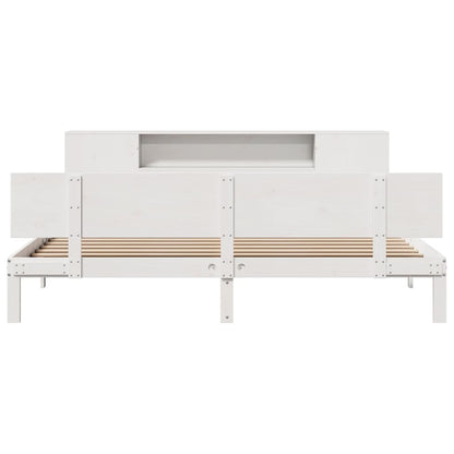 Bookcase Bed without Mattress White 180x200 cm Super King Solid Wood Pine