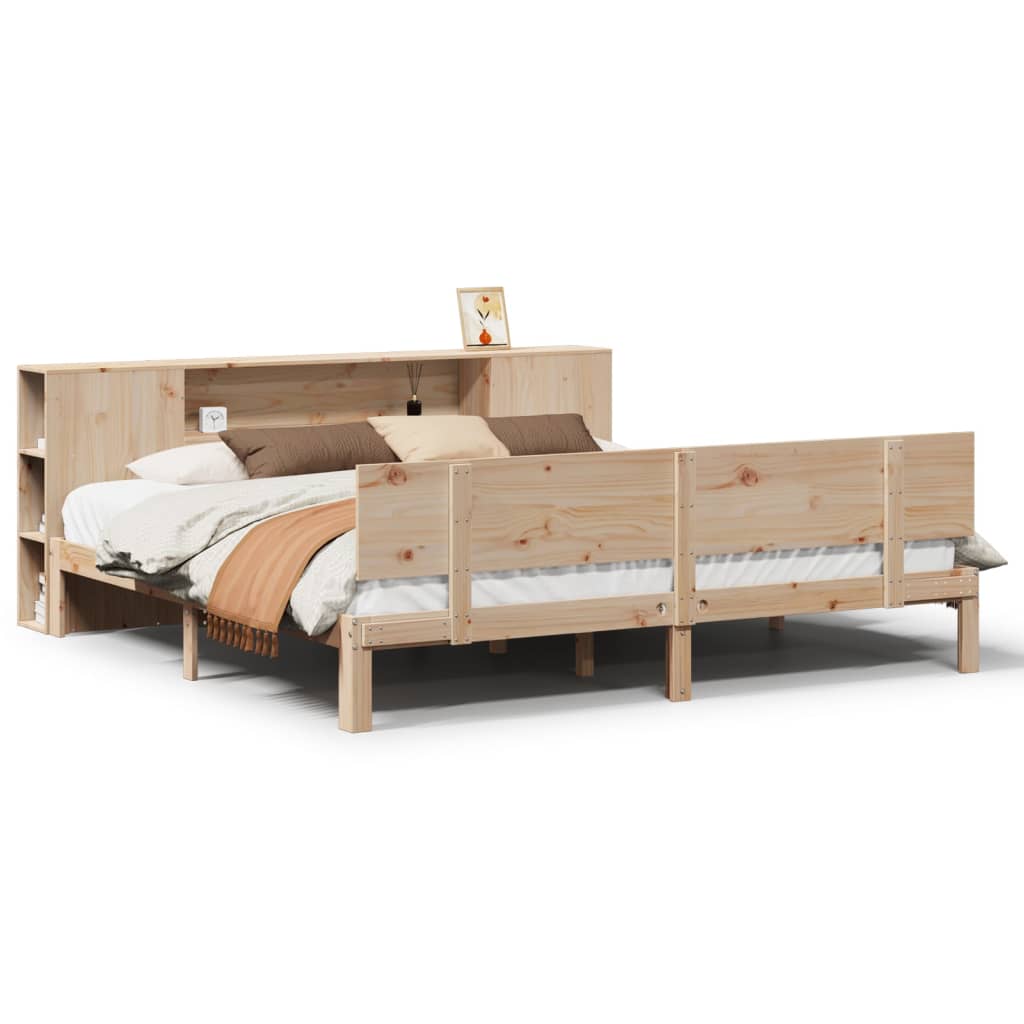 Bookcase Bed without Mattress 200x200cm Solid Wood Pine