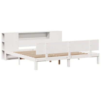 Bookcase Bed without Mattress White 200x200cm Solid Wood Pine