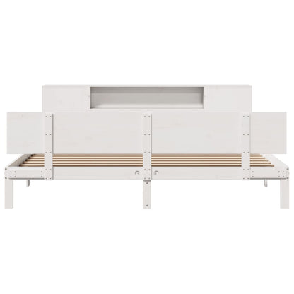 Bookcase Bed without Mattress White 200x200cm Solid Wood Pine