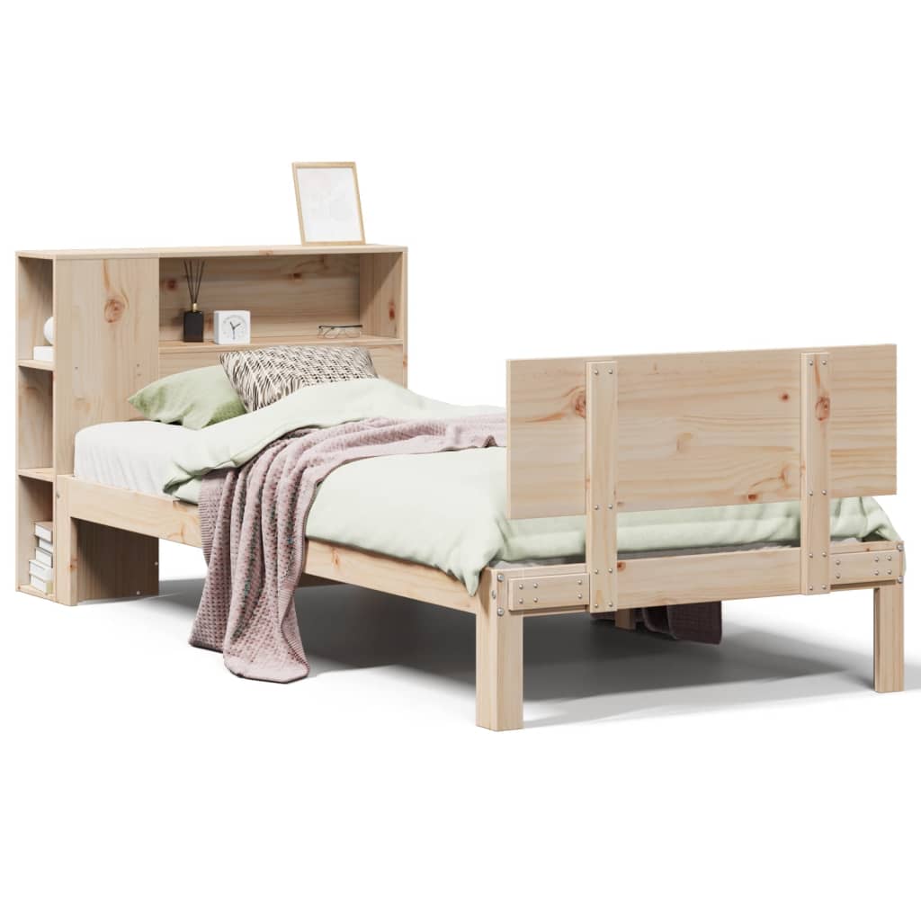 Bookcase Bed without Mattress 75x190cm Small Single Solid Wood Pine