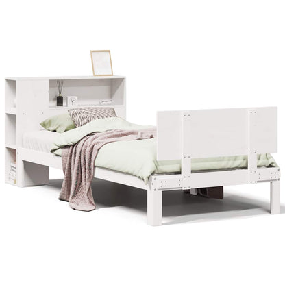 Bookcase Bed without Mattress White 75x190cm Small Single Solid Wood Pine