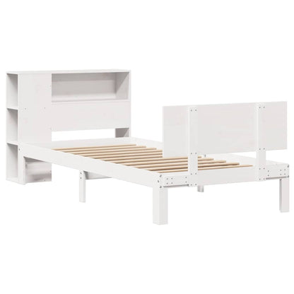 Bookcase Bed without Mattress White 75x190cm Small Single Solid Wood Pine