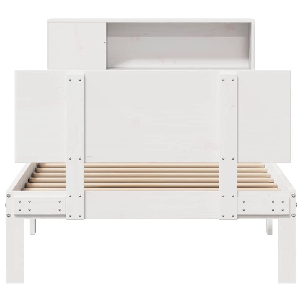 Bookcase Bed without Mattress White 75x190cm Small Single Solid Wood Pine