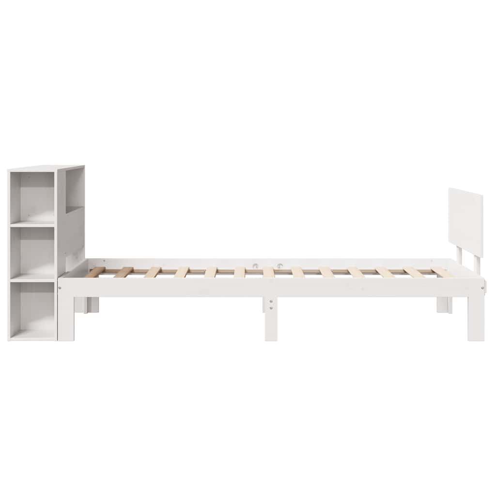 Bookcase Bed without Mattress White 75x190cm Small Single Solid Wood Pine