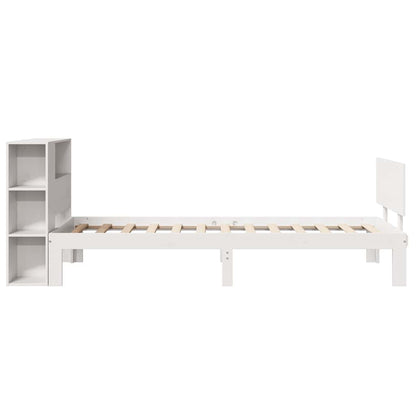 Bookcase Bed without Mattress White 75x190cm Small Single Solid Wood Pine