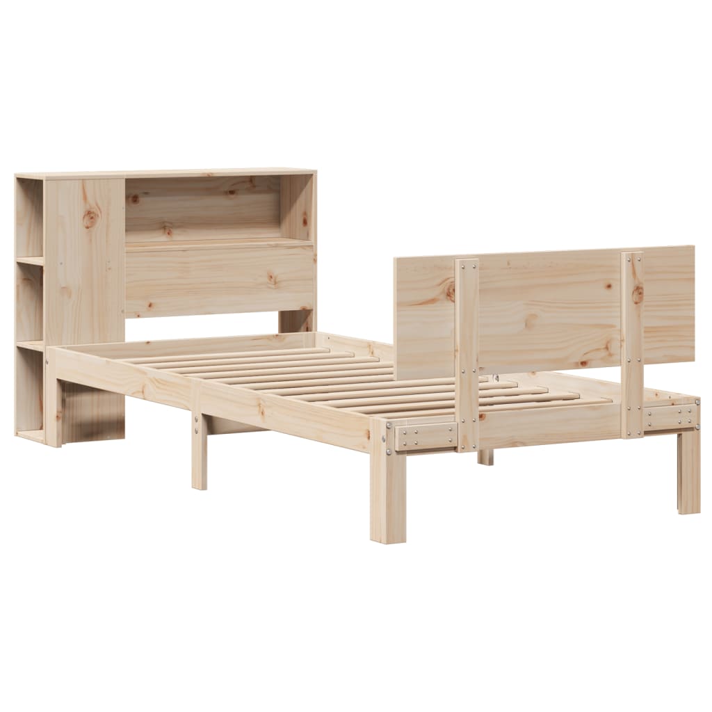 Bookcase Bed without Mattress 90x200cm Solid Wood Pine
