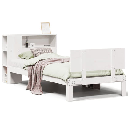 Bookcase Bed without Mattress White 100x200cm Solid Wood Pine