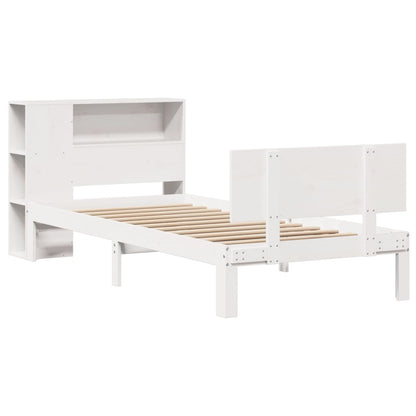 Bookcase Bed without Mattress White 100x200cm Solid Wood Pine