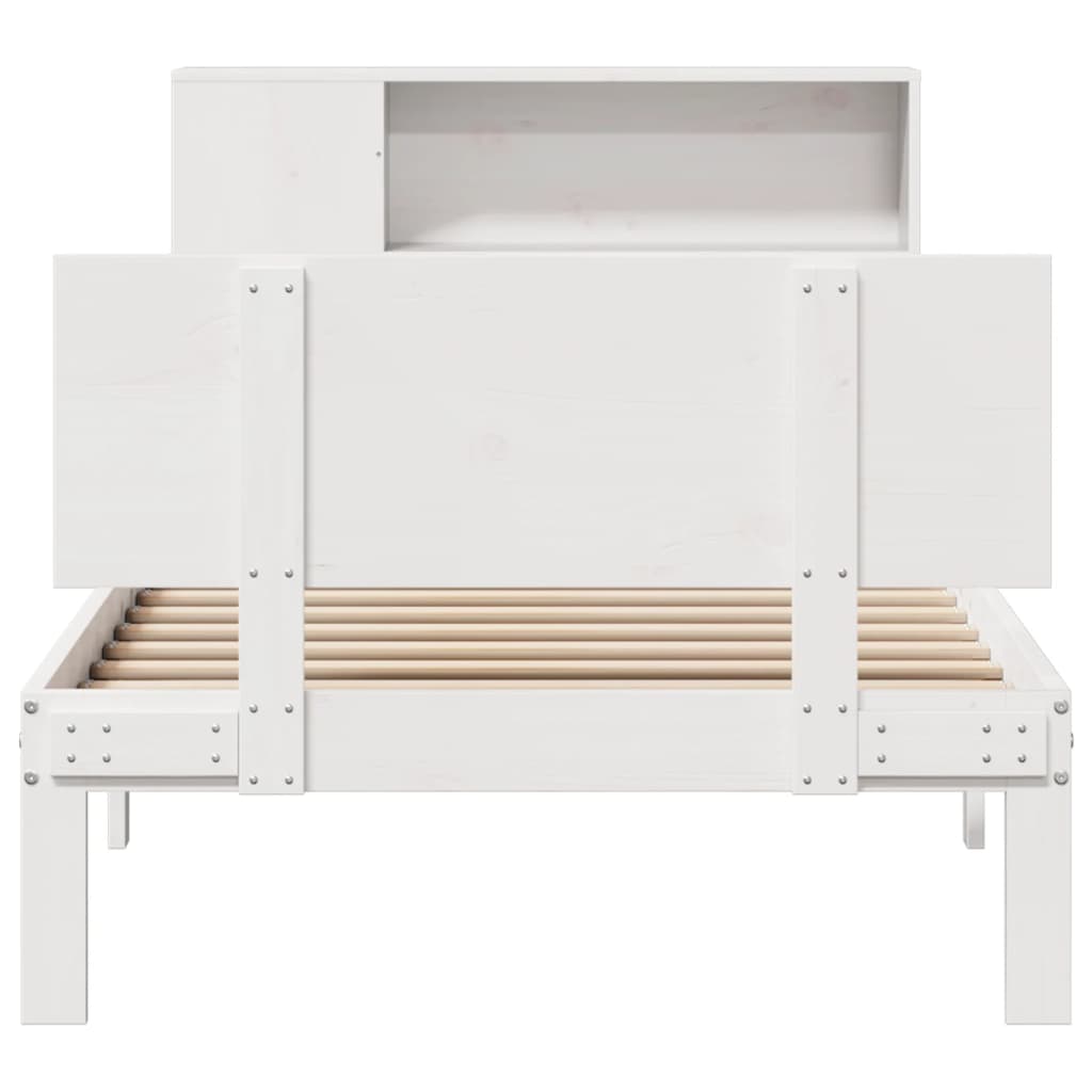 Bookcase Bed without Mattress White 100x200cm Solid Wood Pine